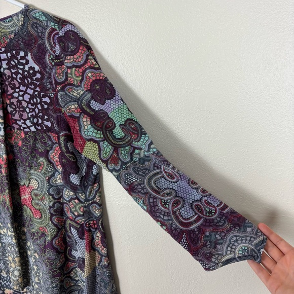 Citron Santa Monica 100% Silk LS Blouse Kaleidoscope Print Women’s Size Large - Picture 2 of 6